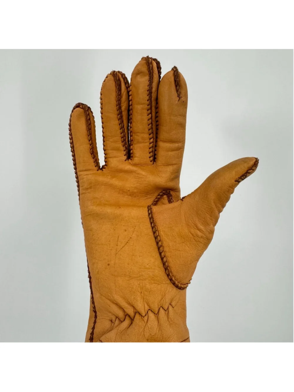 Vintage Perrone Leather Gloves Camel Tan Butter Soft Made in USA XL FIT MEDIUM